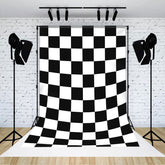 Lofaris White Black Plaids Simple Abstract Textured Backdrop